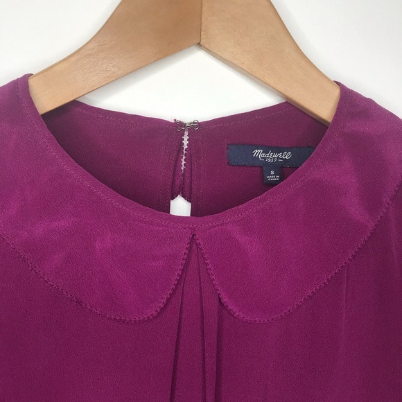 Madewell Silk Peter Pan Blouse plum •SMALL• - Picture 3 of 7